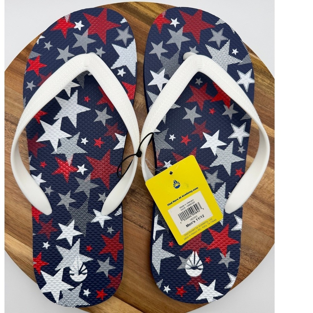 O'Rageous  Mens Americana Stars Flip‎ Flops Red White Blue 11/12 New 0191